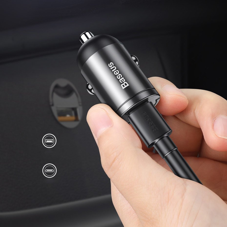 Incarcator Auto Baseus Star Mini, 30W, 3A, 1 x USB-A, Gri VCHX-A0G