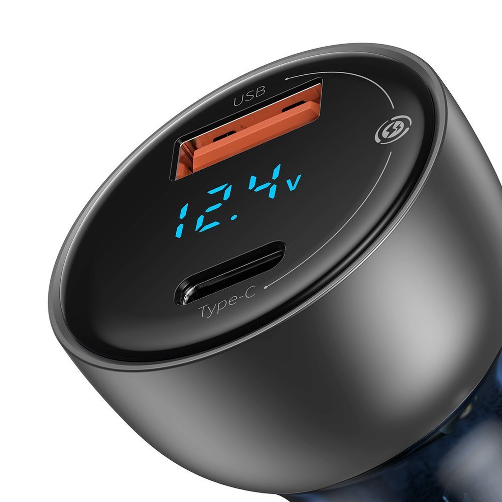 Incarcator Auto Baseus, 65W, 5A, 1 x USB-A - 1 x USB-C, Gri CCKX-C0A