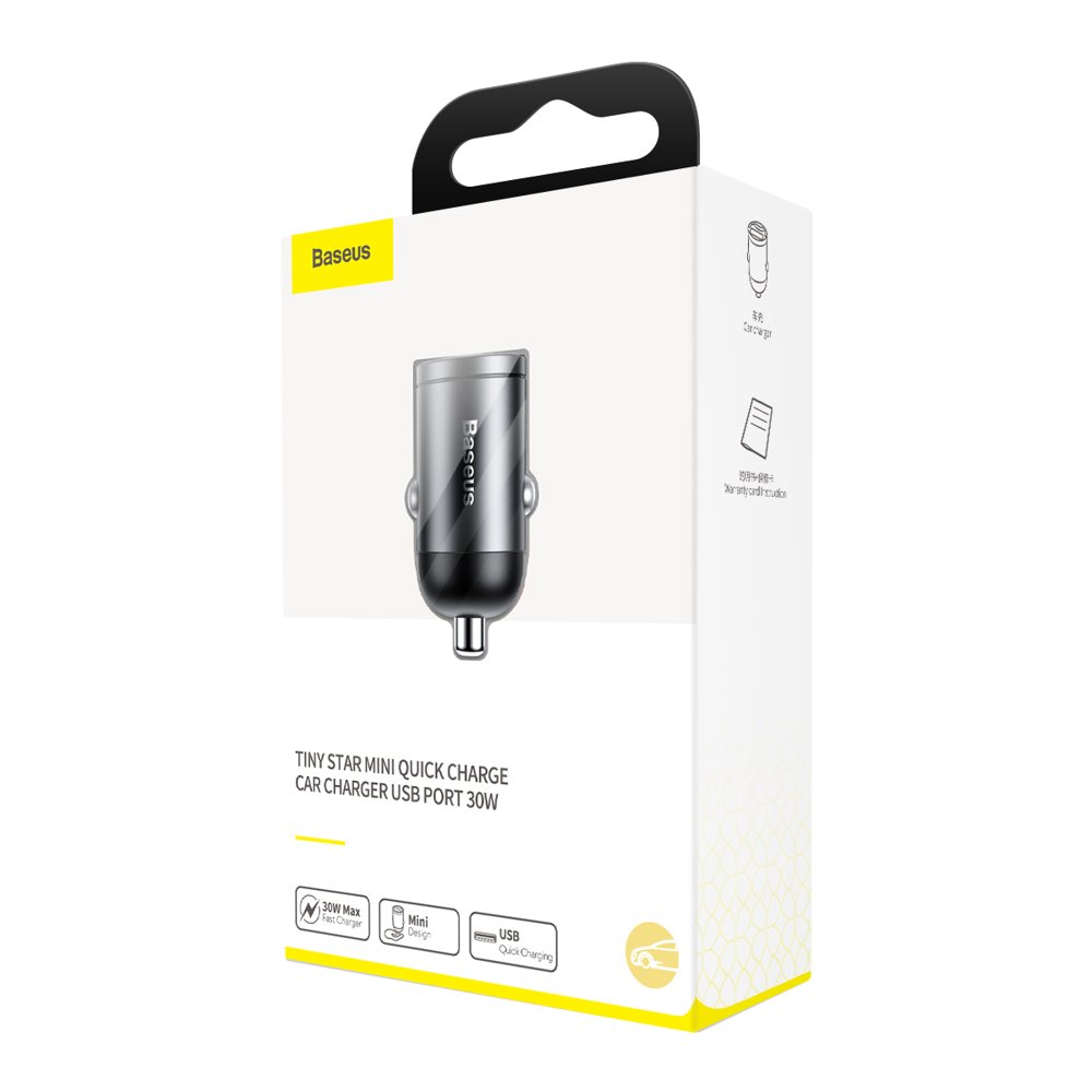 Incarcator Auto Baseus Star Mini, 30W, 3A, 1 x USB-A, Gri VCHX-A0G