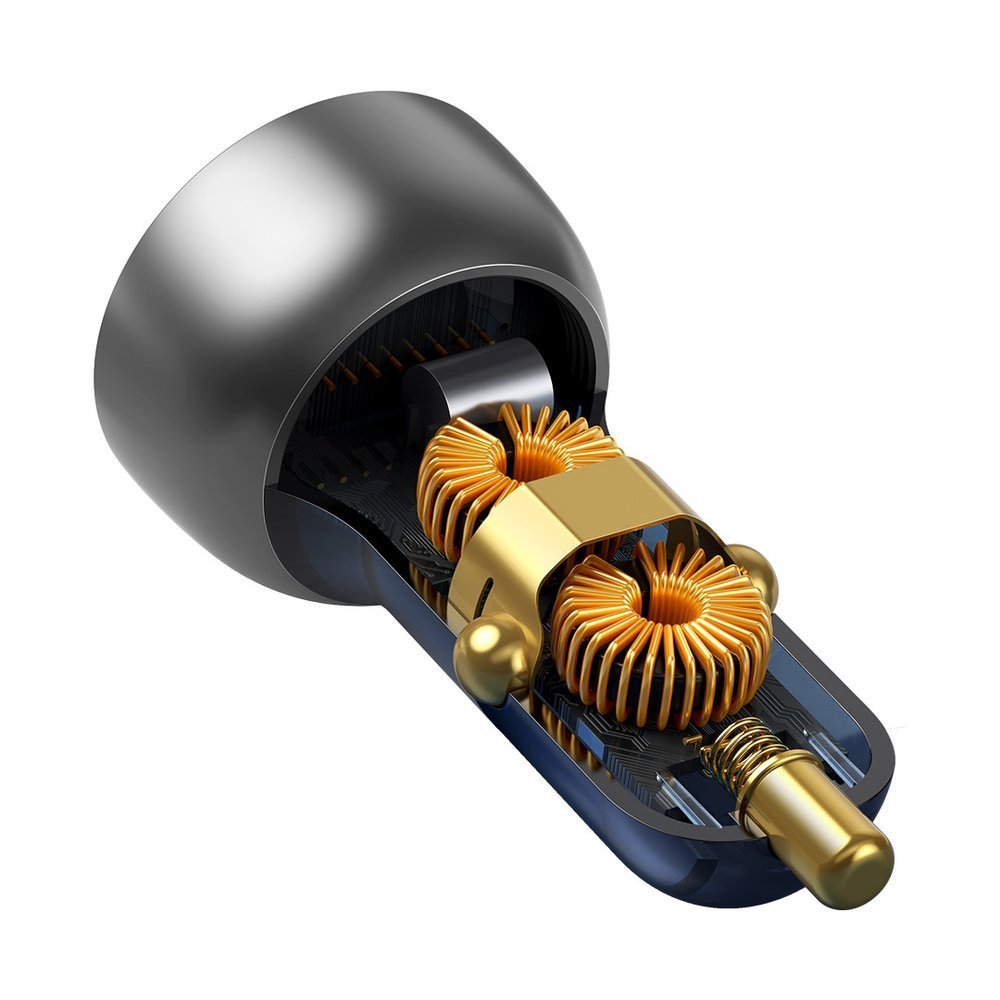 Incarcator Auto Baseus, 65W, 5A, 1 x USB-A - 1 x USB-C, Gri CCKX-C0A