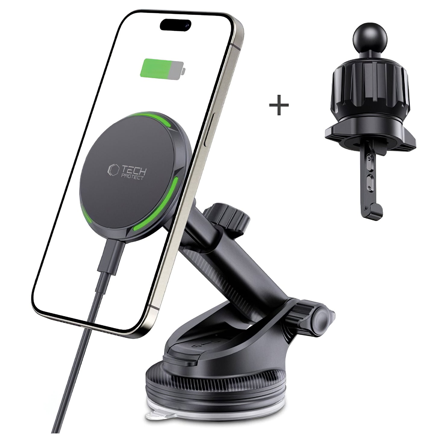 Incarcator Auto Wireless Tech-Protect MM15W-V7 QI2, 15W, 1.67A, Negru