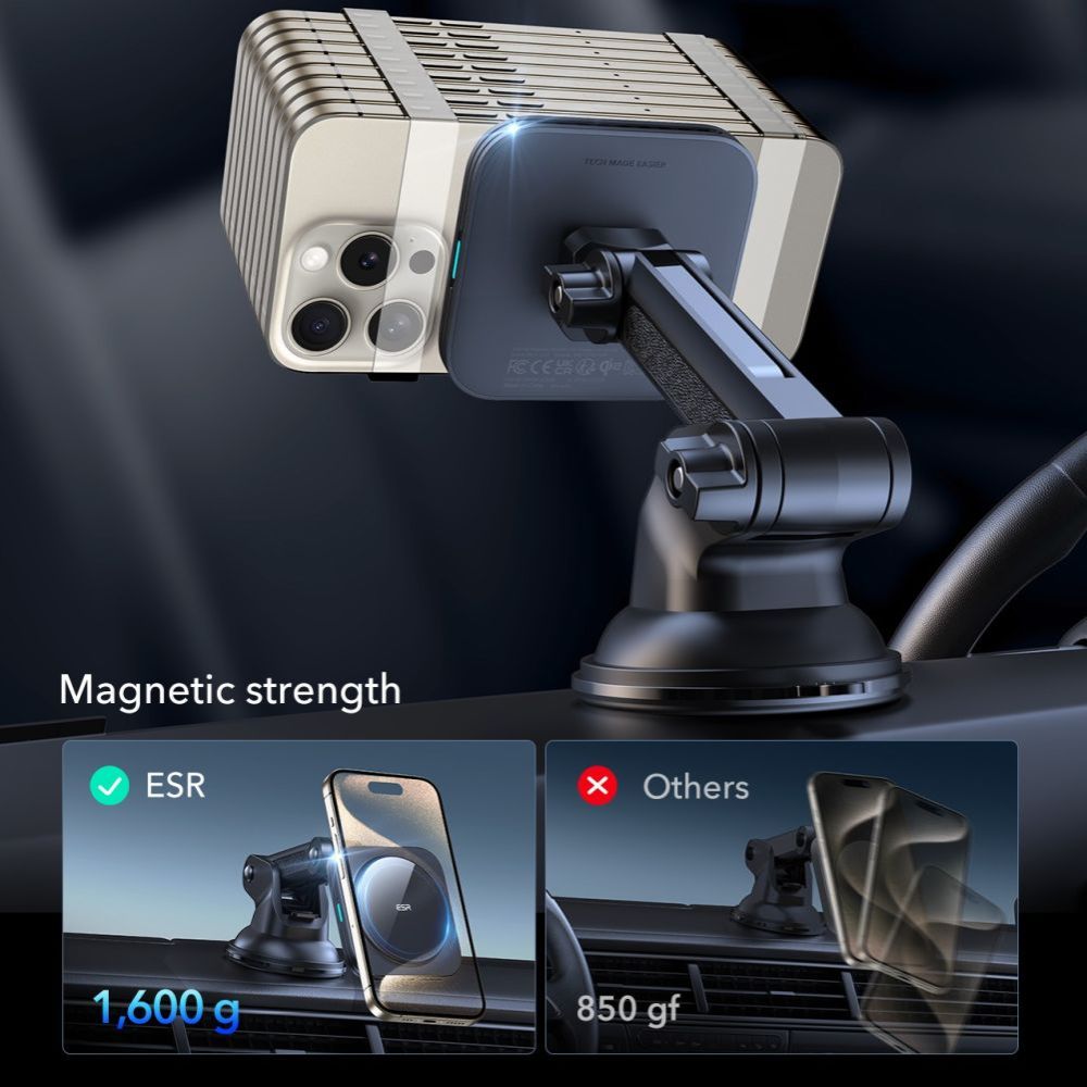 Incarcator Auto Wireless ESR Halolock Dash, 15W, 1.67A, Negru