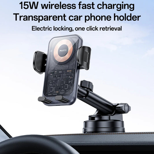 Incarcator Auto Wireless Yesido C307, 15W, 1.67A, Negru