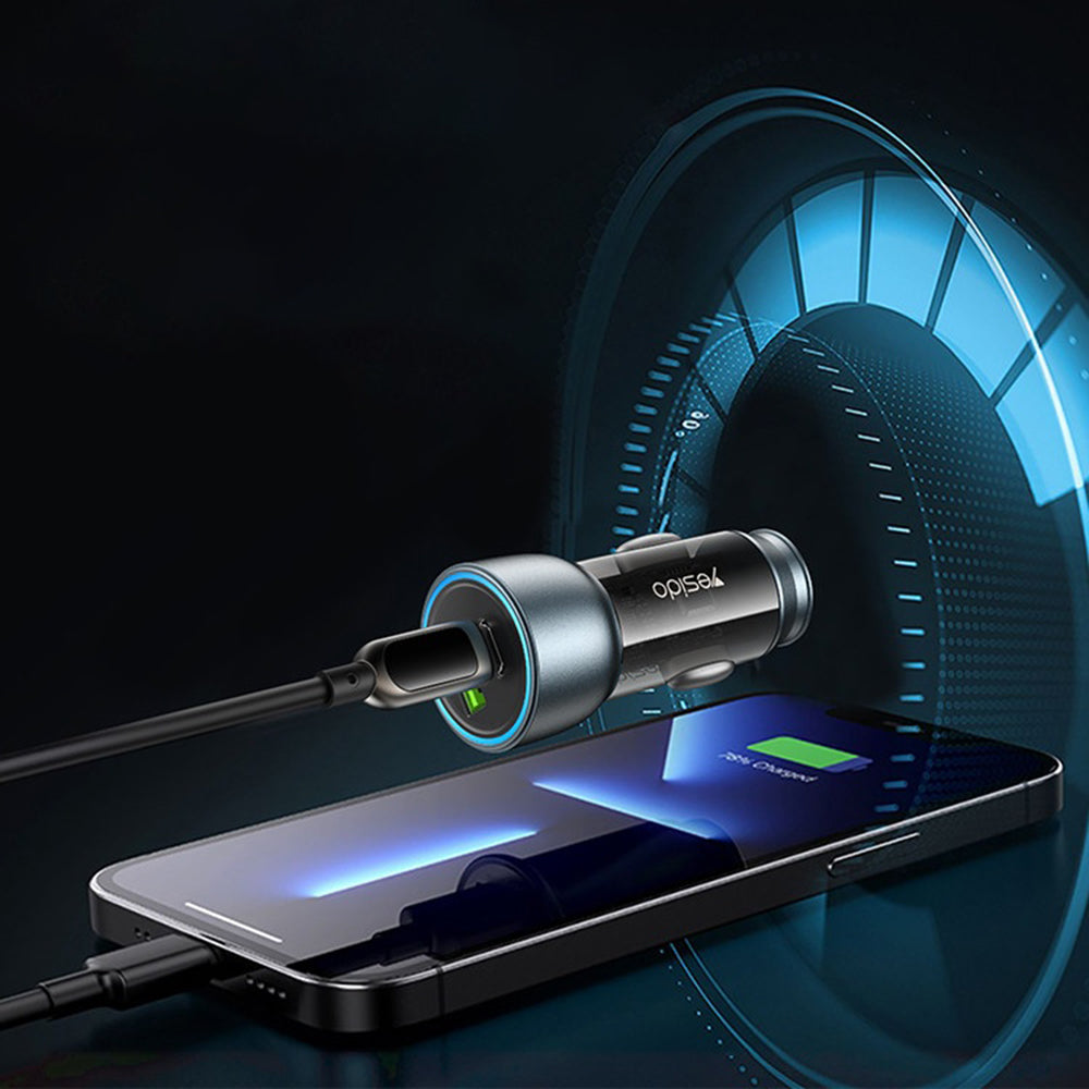 Incarcator Auto Yesido Y49, 30W, 3A, 1 x USB-A - 1 x USB-C, Gri