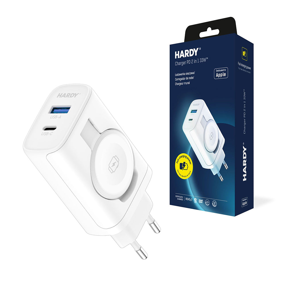 Incarcator Retea 3MK Hardy 2in1, 33W, 3A, 1 x USB-A - 1 x USB-C, Alb