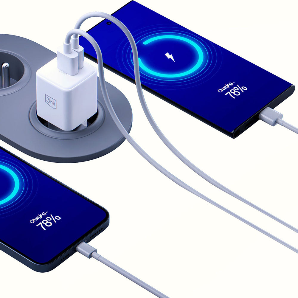 Incarcator Retea 3MK Hyper, 20W, 3A, 1 x USB-A - 1 x USB-C, Alb