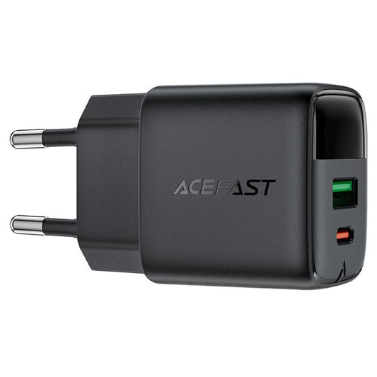 Incarcator Retea Acefast A114 Display, 25W, 3A, 1 x USB-A - 1 x USB-C, Negru
