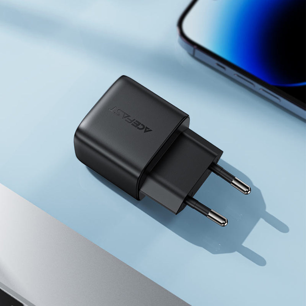 Incarcator Retea Acefast A116 Display, 35W, 3A, 1 x USB-A - 1 x USB-C, Negru