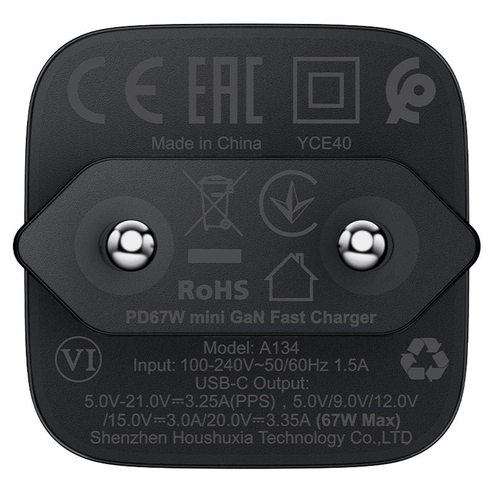 Incarcator Retea Acefast A134, 67W, 3.35A, 1 x USB-C, Negru