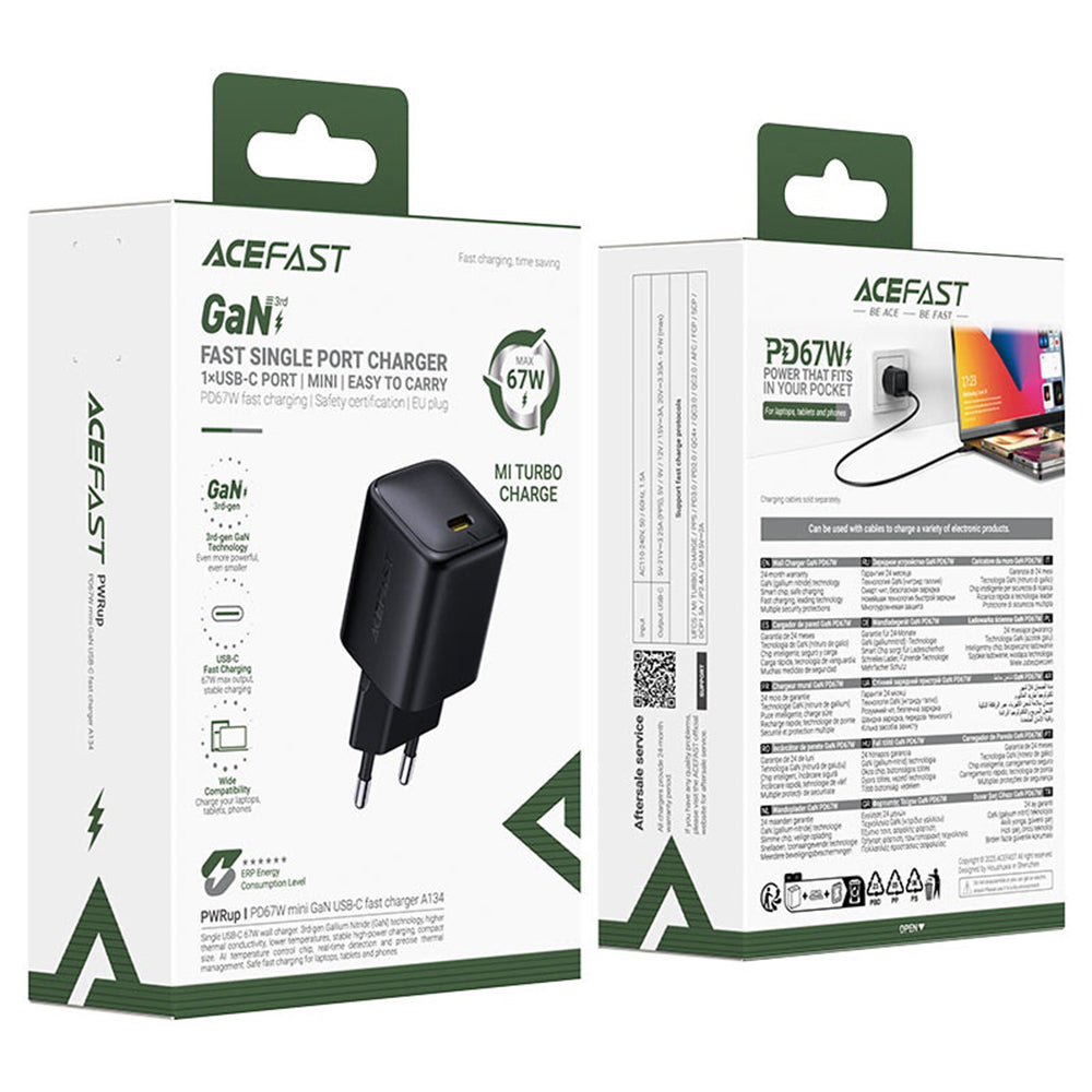 Incarcator Retea Acefast A134, 67W, 3.35A, 1 x USB-C, Negru