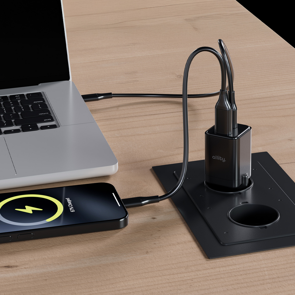 Incarcator Retea Allity. ATC-01-30WAC Mini, 30W, 3A, 1 x USB-A - 1 x USB-C, Negru