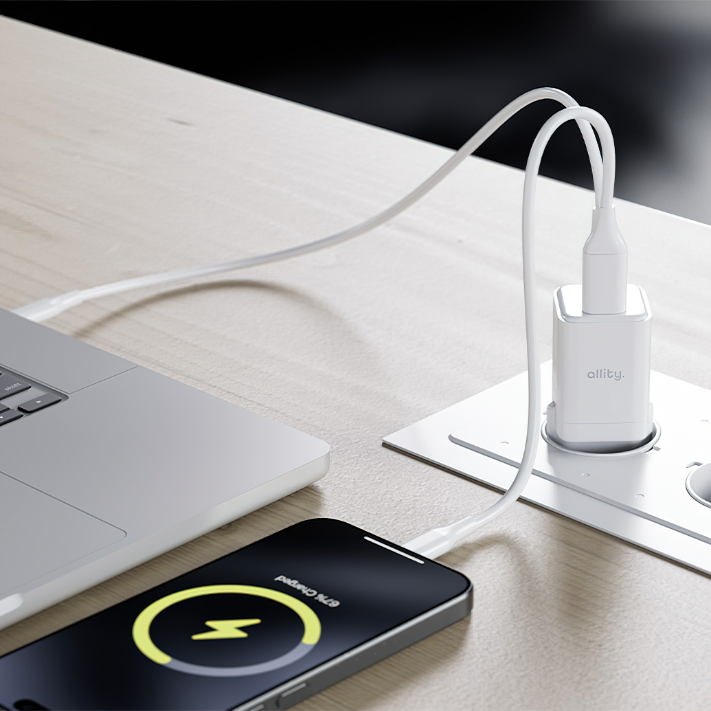 Incarcator Retea Allity. ATC-01-30WAC Mini, 30W, 3A, 1 x USB-A - 1 x USB-C, Alb