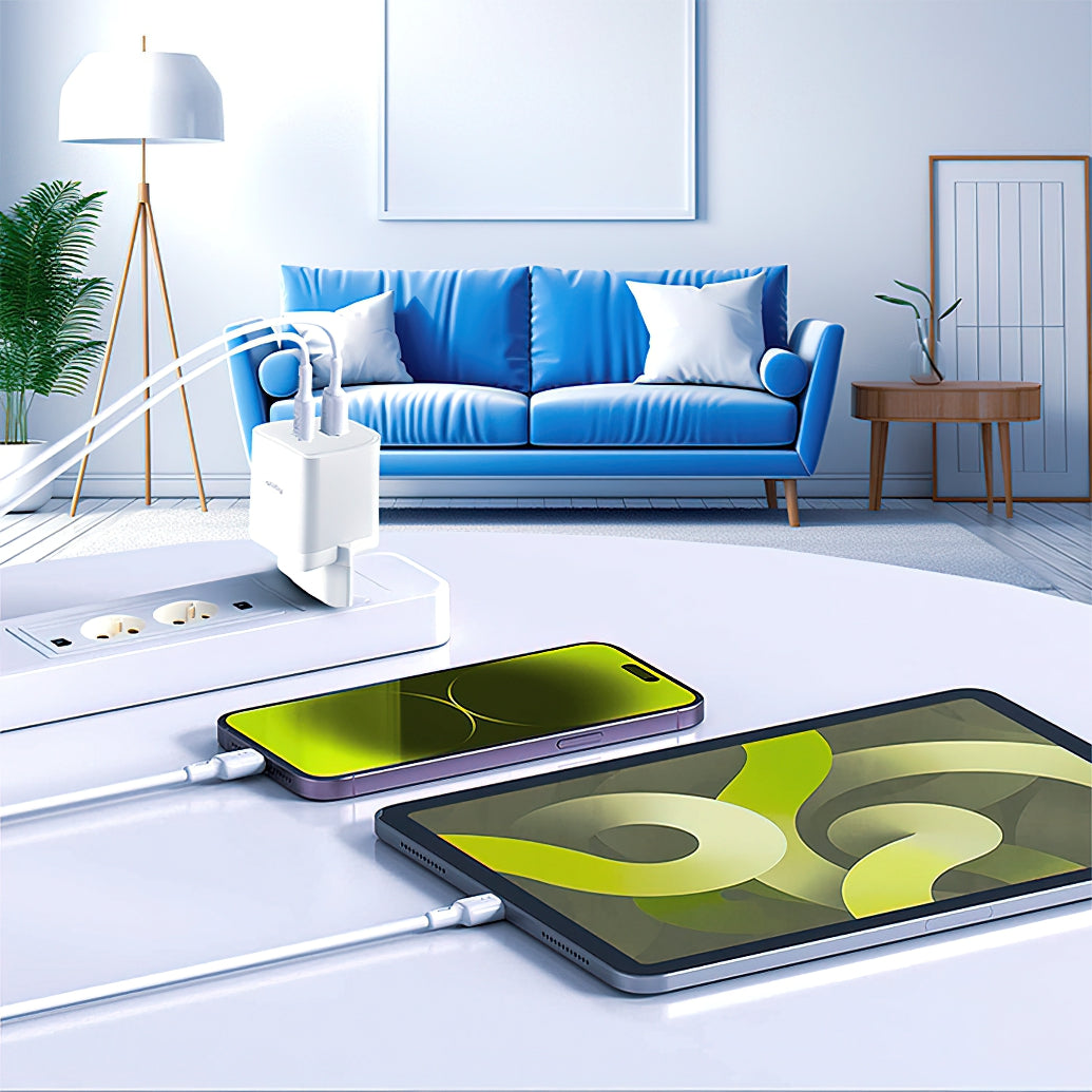 Incarcator Retea Allity. ATC-01-45WCC Fast, 45W, 3A, 2 x USB-C, Alb