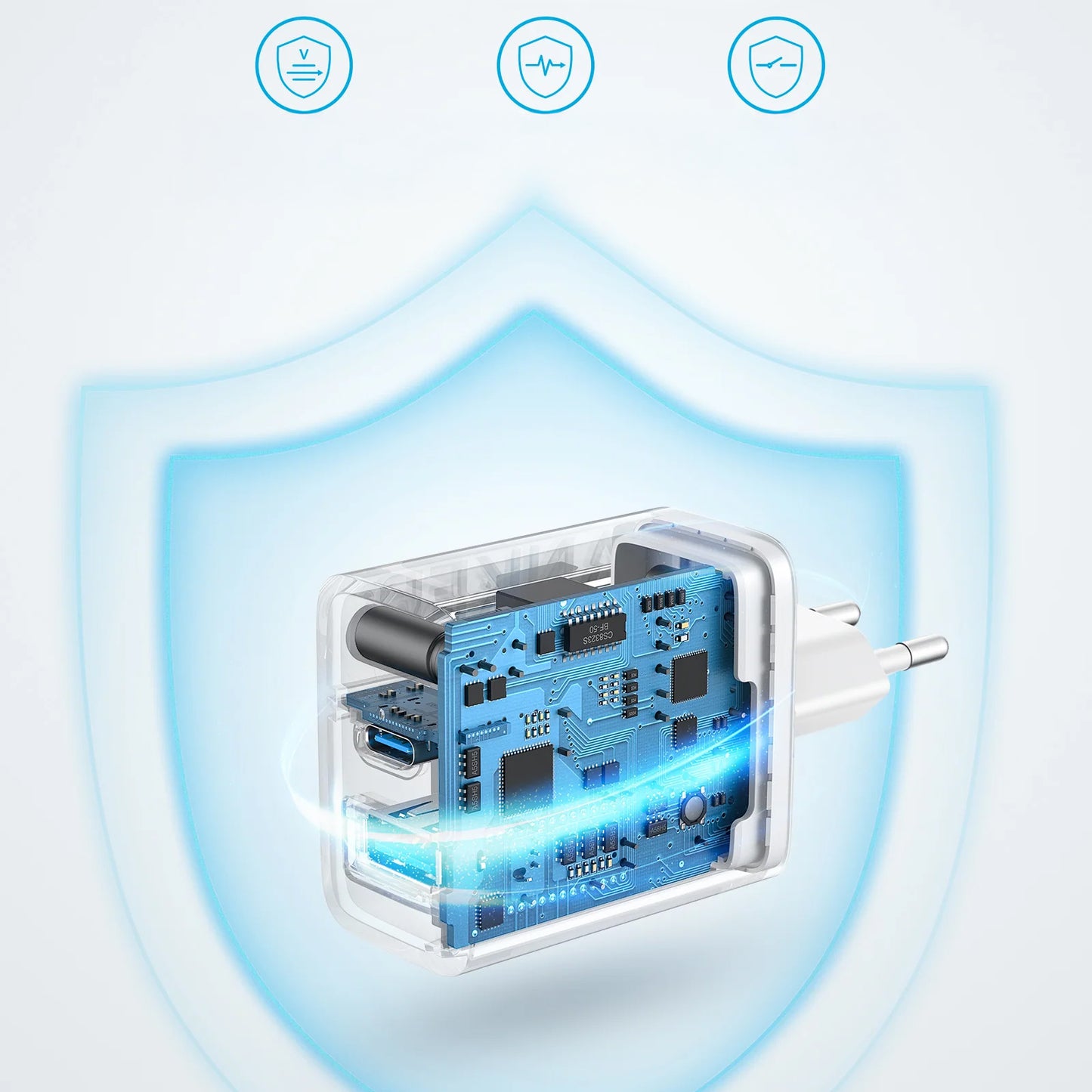 Incarcator Retea Anker 312, 20W, 3A, 1 x USB-A - 1 x USB-C, Alb A2348G21