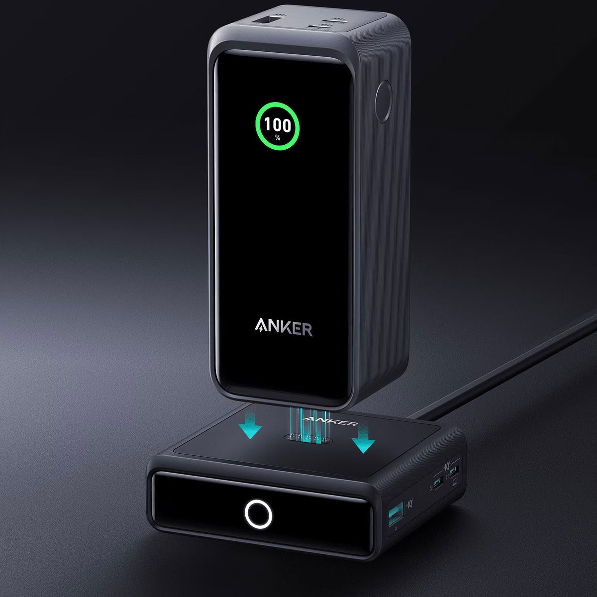 Incarcator Statie Anker pentru baterie externa Prime, 100W, 5A, 1 x Pogo Pin - 1 x USB-C - 2 x USB-A, Negru A1902311