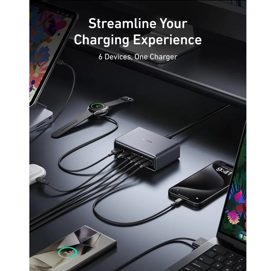 Incarcator Retea Anker Prime, 200W, 3A, 2 x USB-A - 4 x USB-C, Negru A2683341