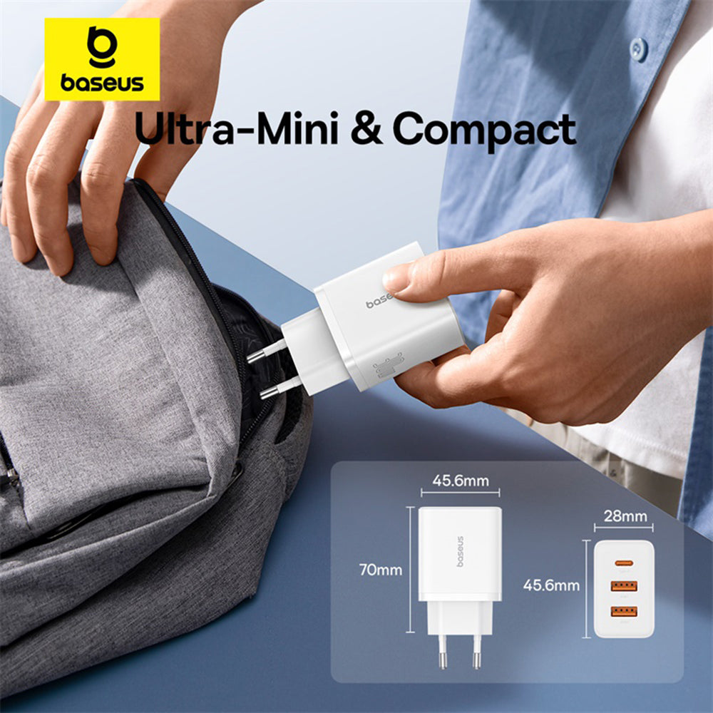 Incarcator Retea Baseus Cube, 30W, 3A, 2 x USB-A - 1 x USB-C, Alb P10111402213-00