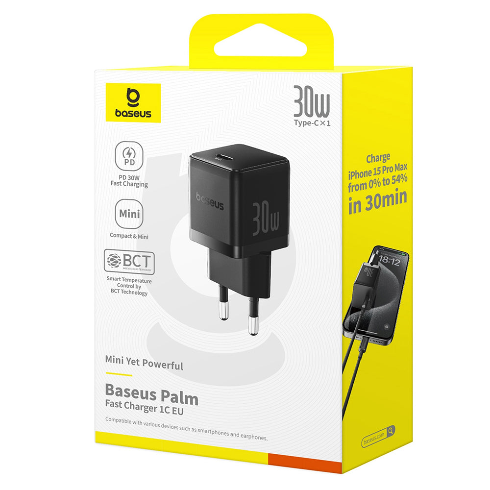 Incarcator Retea Baseus Palm, 30W, 3A, 1 x USB-C, Negru P10111605113-00