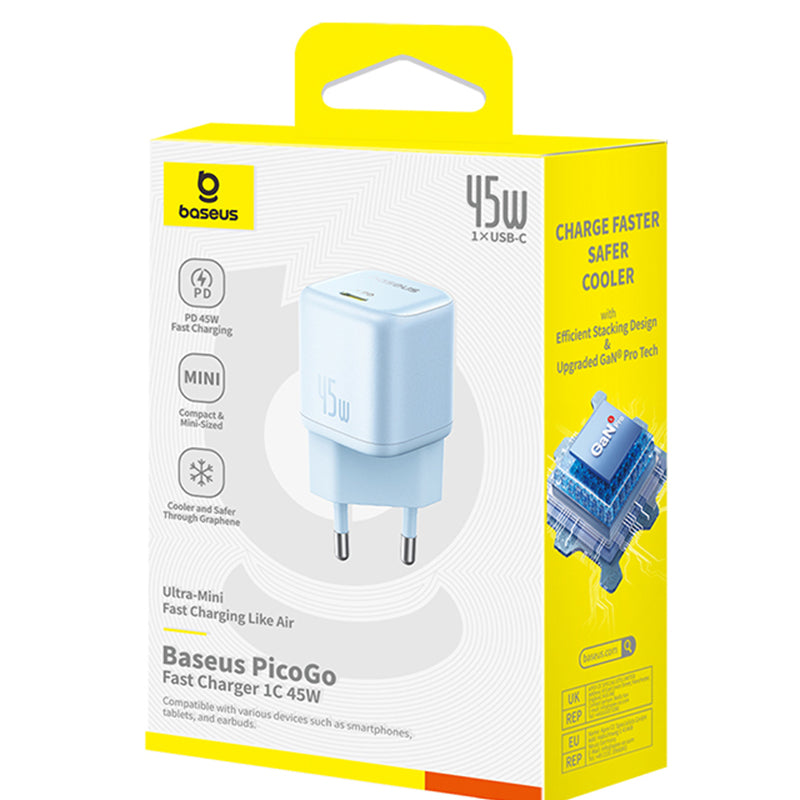 Incarcator Retea Baseus PicoGo, 45W, 3A, 1 x USB-C, Albastru P10176800313-00