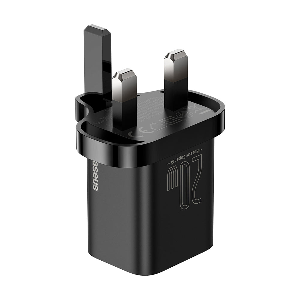 Incarcator Retea Baseus Super Si UK, 20W, 3A, 1 x USB-C, Negru CCSUP-K01