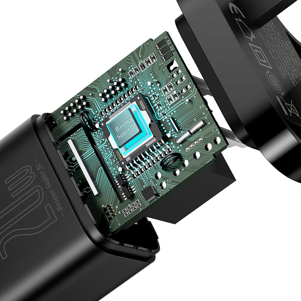 Incarcator Retea Baseus Super Si UK, 20W, 3A, 1 x USB-C, Negru CCSUP-K01