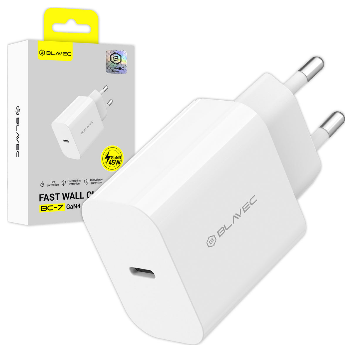 Incarcator Retea Blavec BC-7, 45W, 3A, 1 x USB-C, Alb