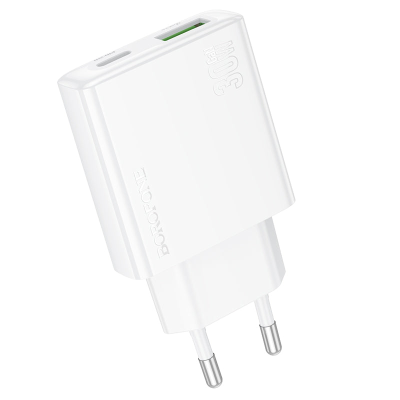 Incarcator Retea Borofone BN25 Wish, 30W, 3A, 1 x USB-A - 1 x USB-C, Alb