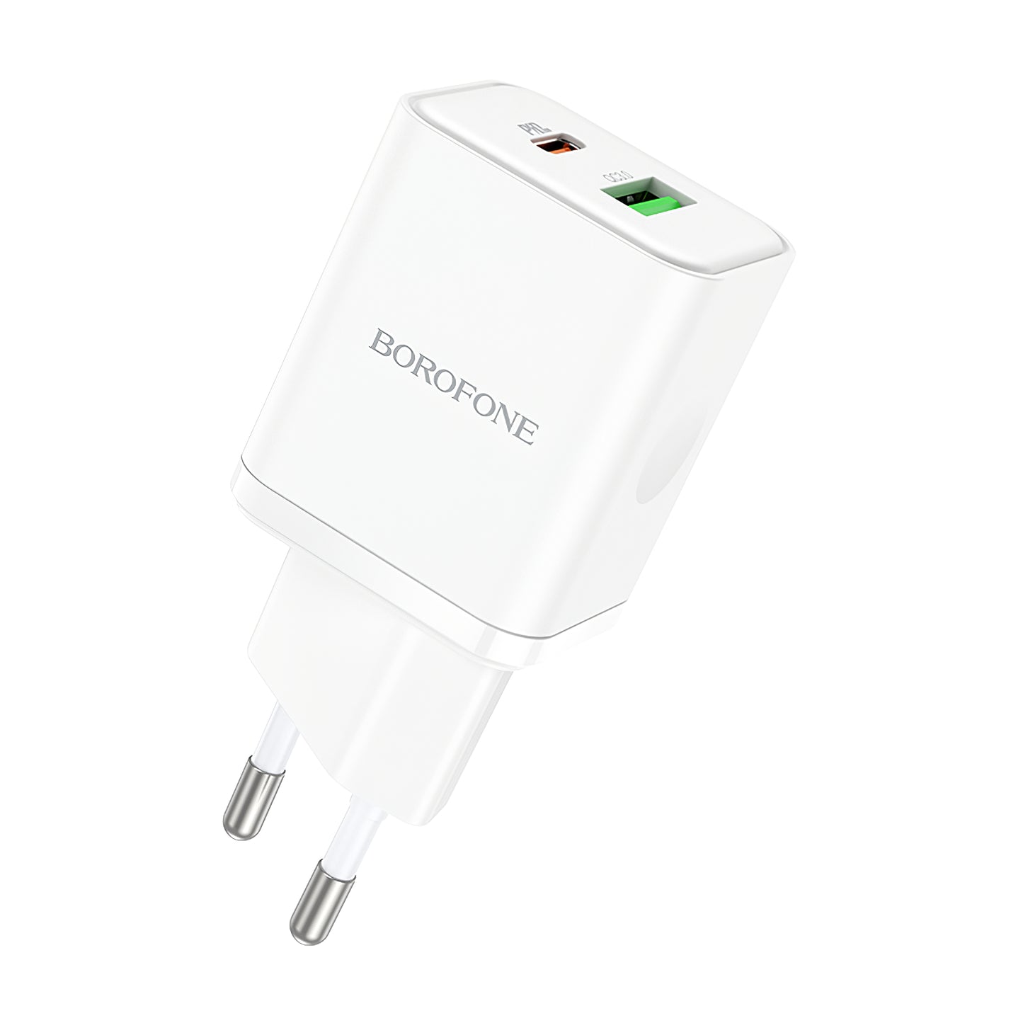 Incarcator Retea Borofone BN7, 20W, 3A, 1 x USB-A - 1 x USB-C, Alb