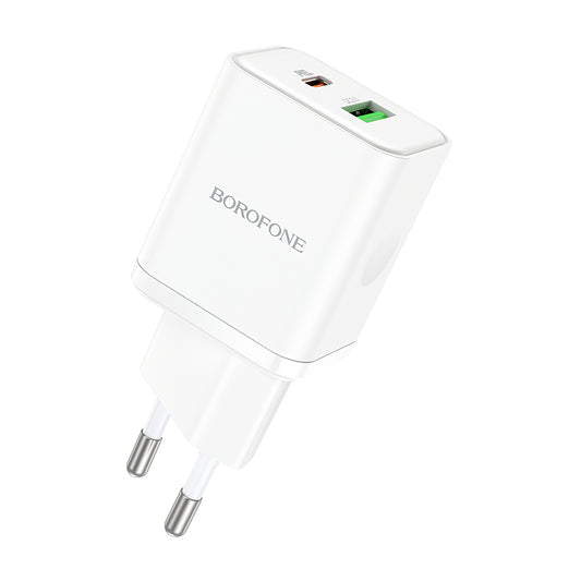 Incarcator Retea Borofone BN7, 20W, 3A, 1 x USB-A - 1 x USB-C, Alb