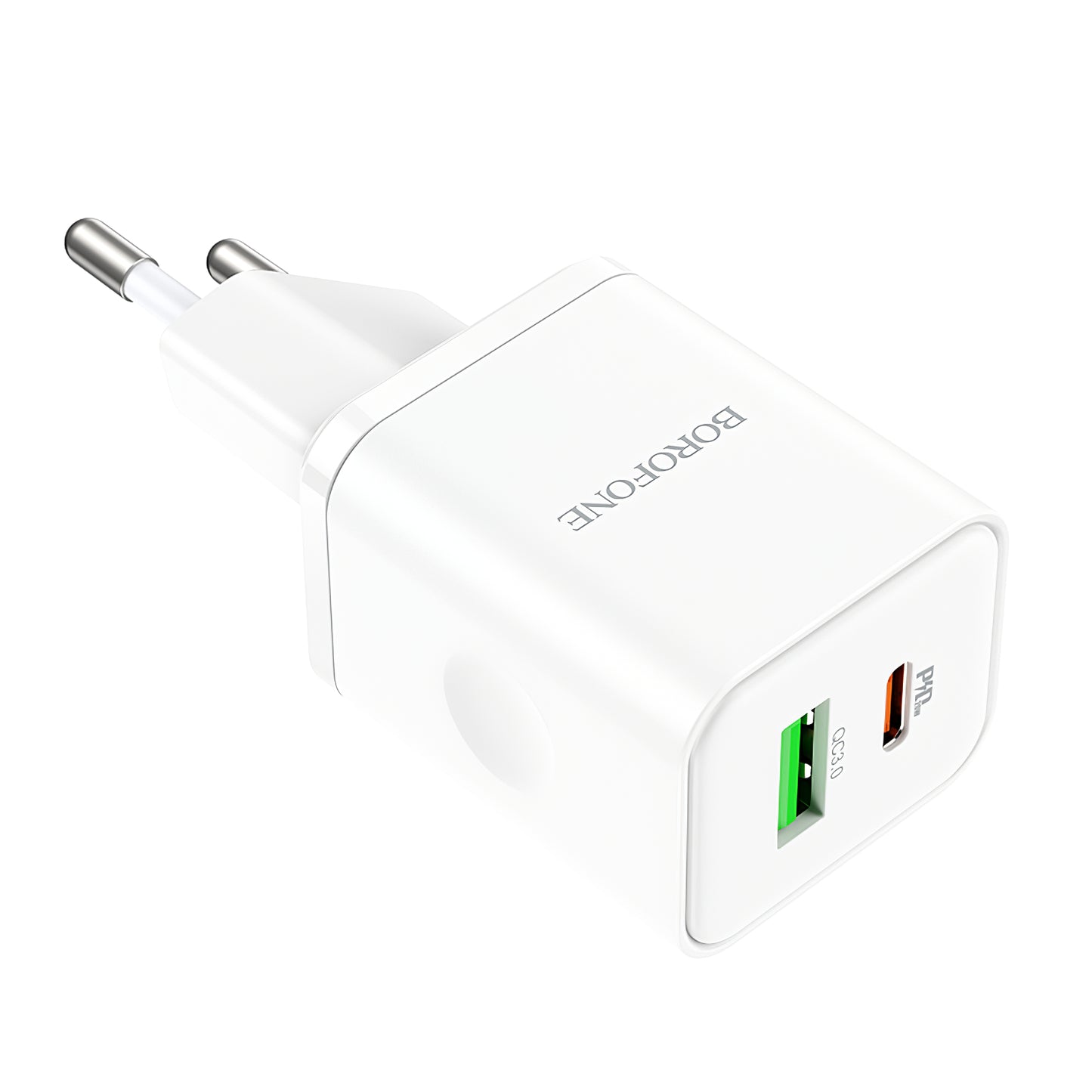 Incarcator Retea Borofone BN7, 20W, 3A, 1 x USB-A - 1 x USB-C, Alb