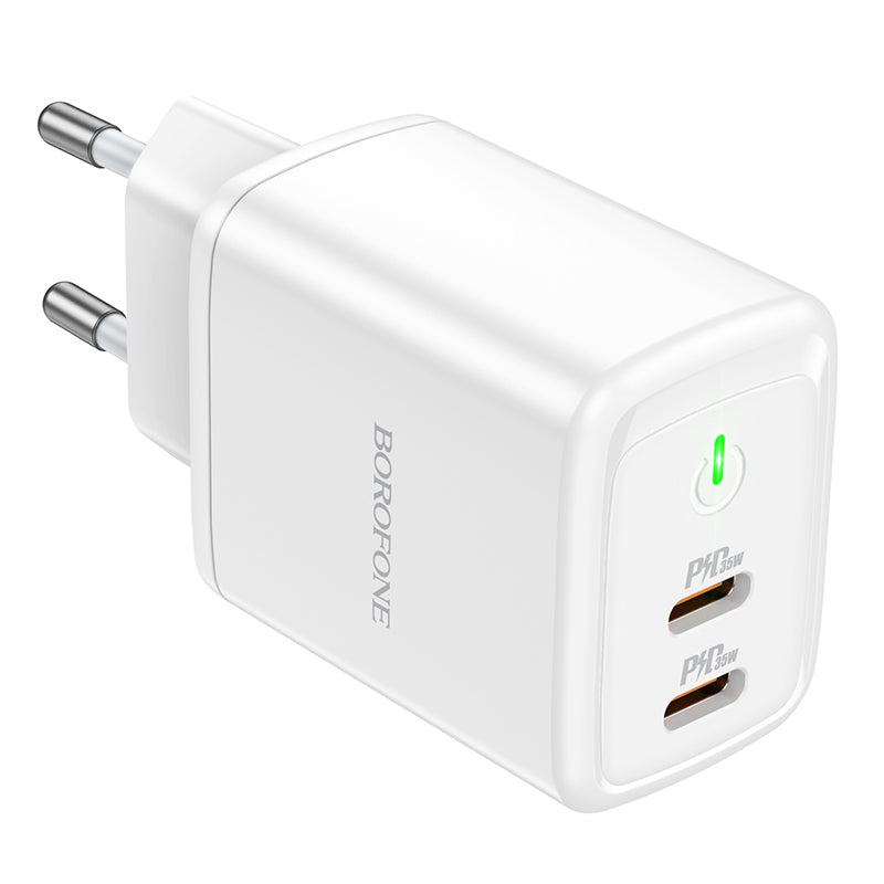 Incarcator Retea Borofone BN9, 35W, 3A, 2 x USB-C, Alb