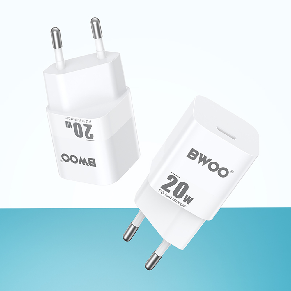 Incarcator Retea BWOO CDA155, 20W, 3A, 1 x USB-C, Alb