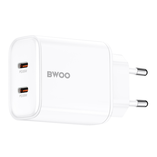 Incarcator Retea BWOO CDA206, 35W, 3A, 2 x USB-C, Alb