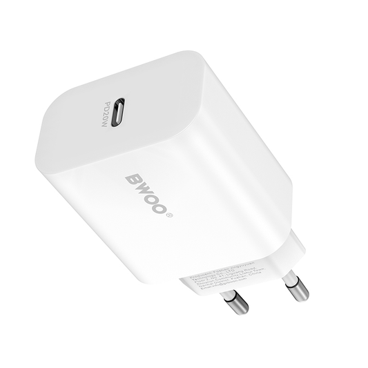 Incarcator Retea BWOO CDA233, 20W, 3A, 1 x USB-C, Alb