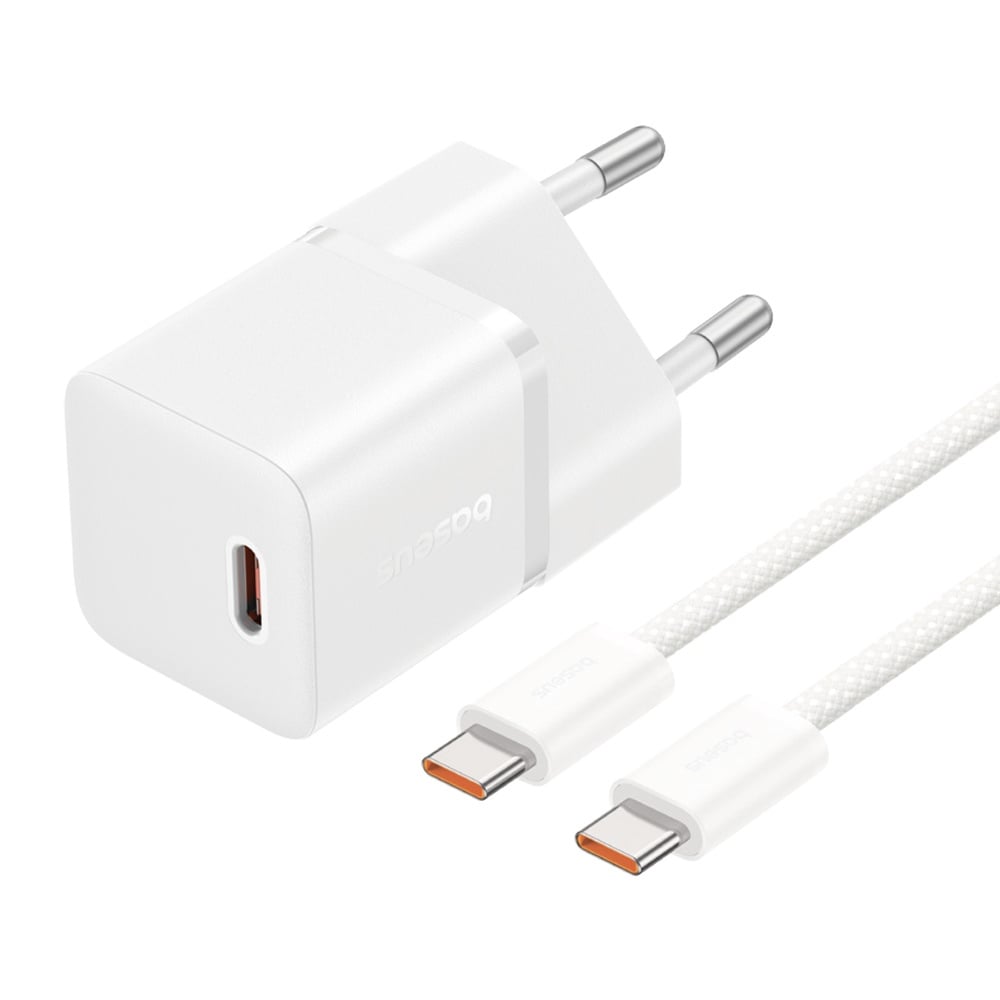 Incarcator Retea Cu Cablu USB-C Baseus GaN5, 20W, 3A, 1 x USB-C, Alb P10110900213-01