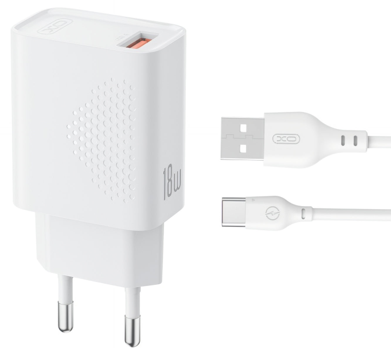 Incarcator Retea Cu Cablu USB-C XO Design L159, 18W, 3A, 1 x USB-A, Alb