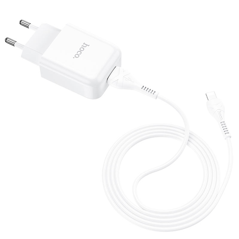 Incarcator Retea cu Cablu Lightning HOCO N2, 10W, 2A, 1 x USB-A, Alb