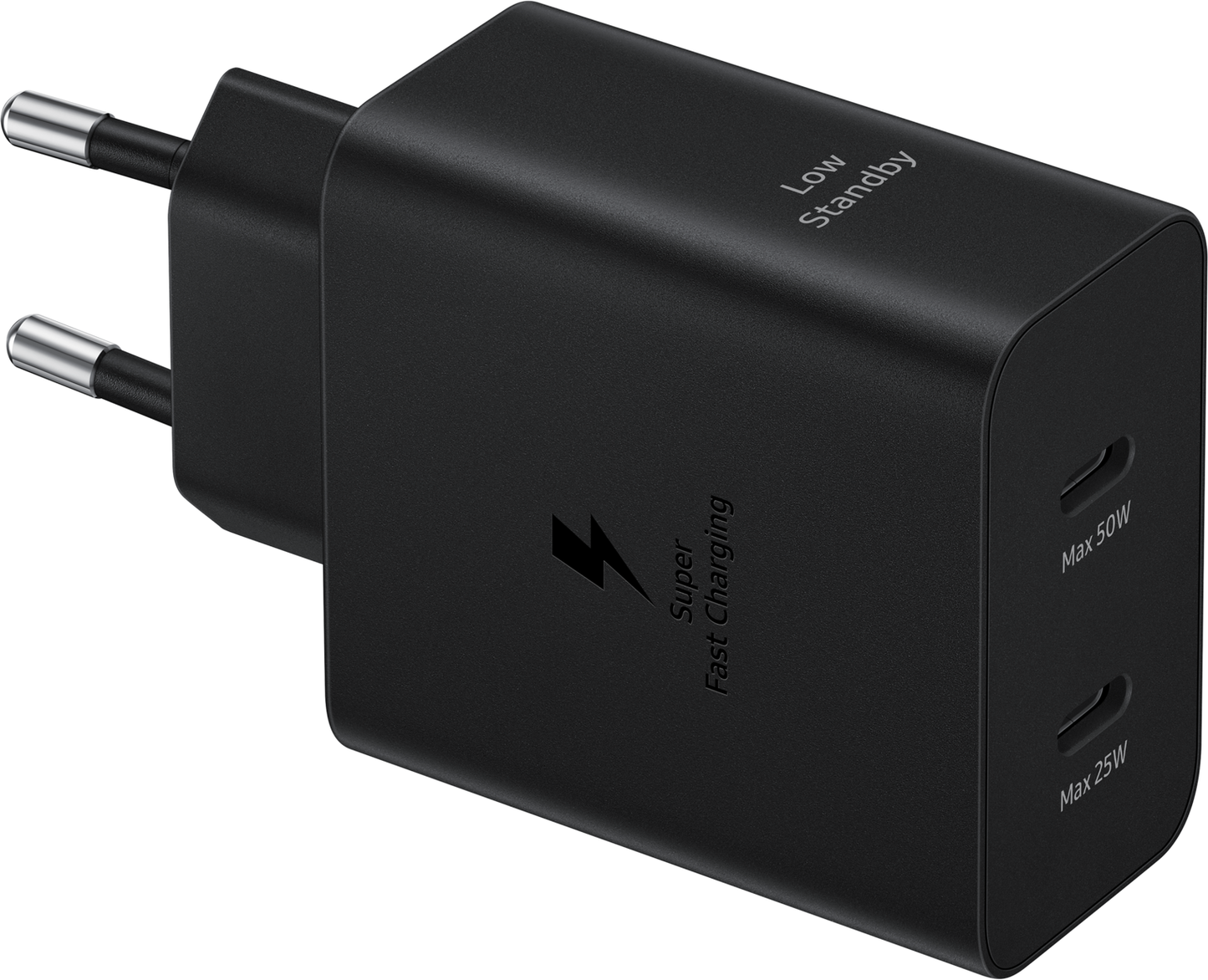 Incarcator Retea Cu Cablu USB-C Samsung, 50W, 3A, 2 x USB-C, Negru EP-T5020XBEGEU