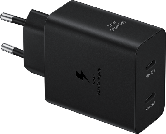 Incarcator Retea Cu Cablu USB-C Samsung, 50W, 3A, 2 x USB-C, Negru EP-T5020XBEGEU