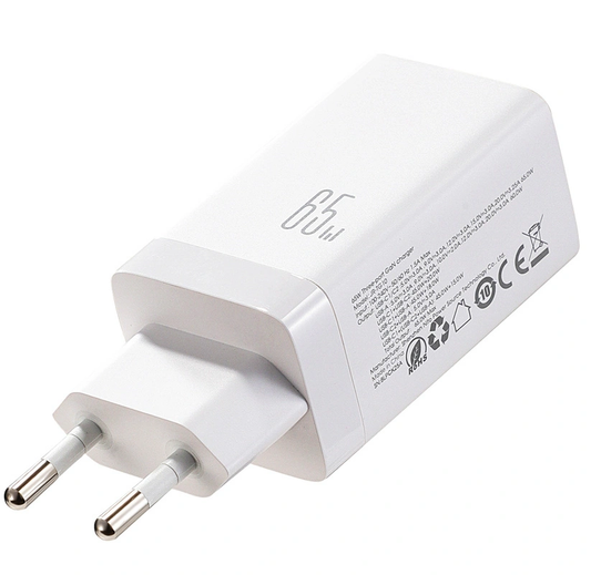 Incarcator Retea Cu Cablu USB-C Joyroom JR-TG10, 65W, 3.25A, 1 x USB-A - 2 x USB-C, Alb