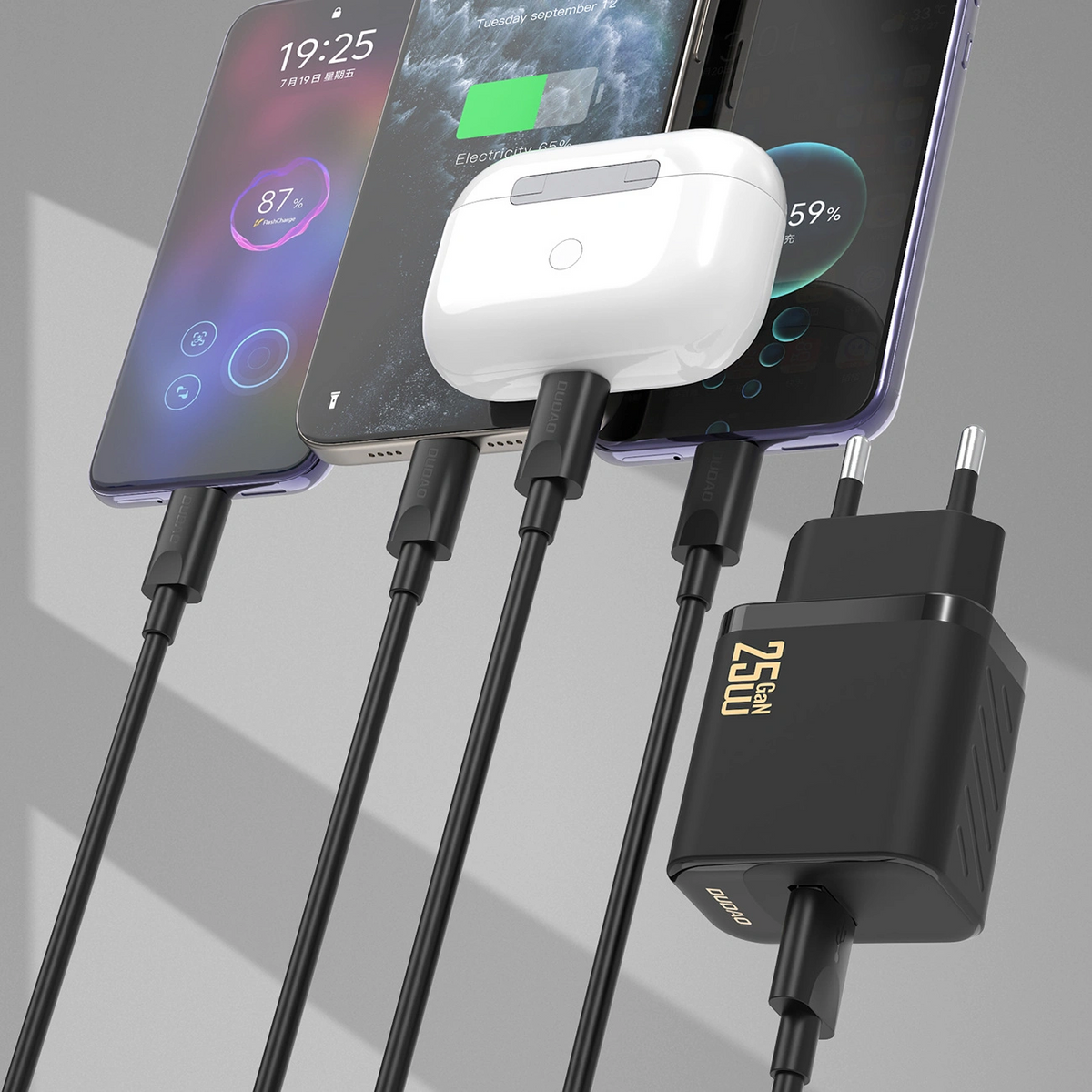 Incarcator Retea Cu Cablu USB-C Dudao A27STEU, 25W, 3A, 1 x USB-A, Negru