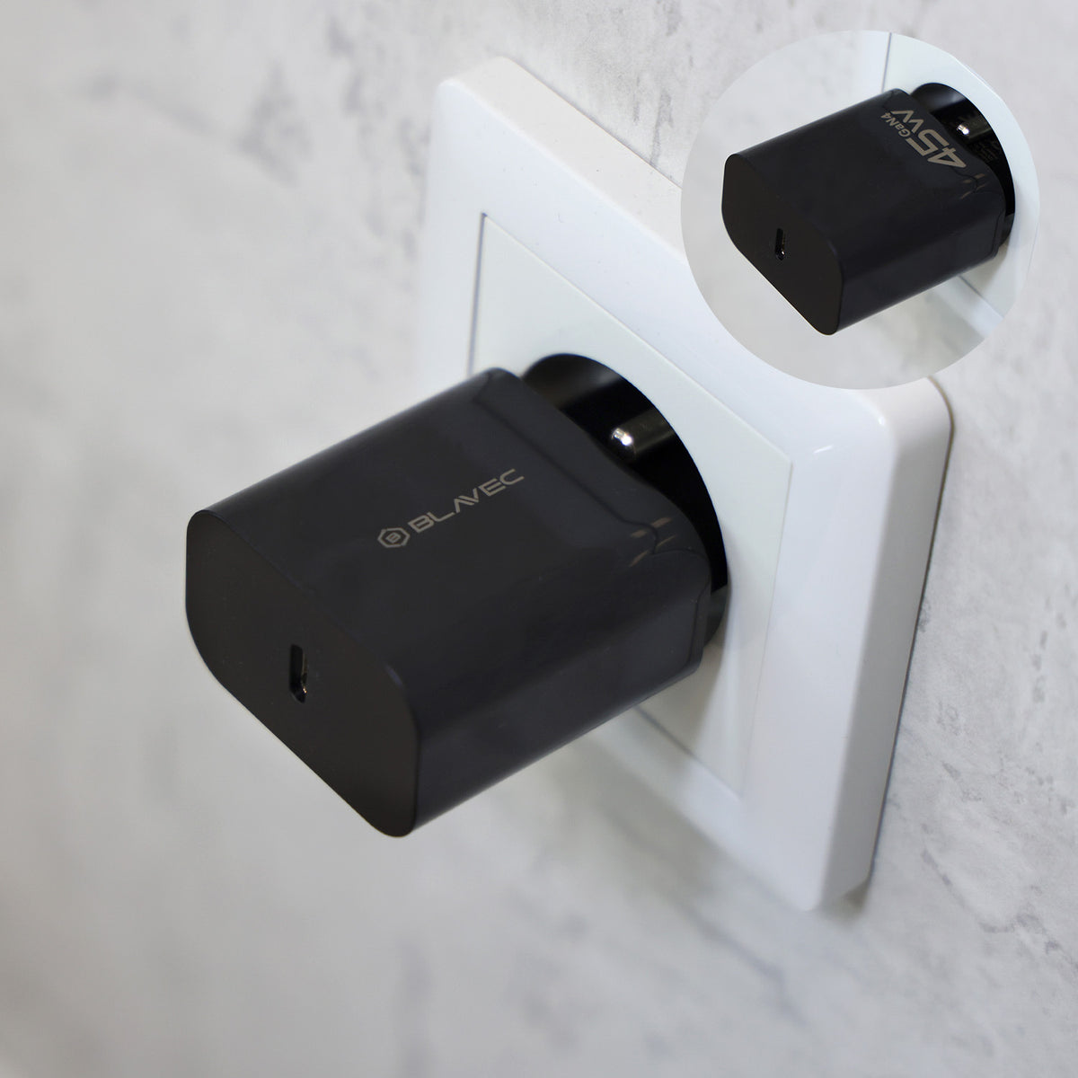 Incarcator Retea Cu Cablu USB-C Blavec BC-7, 45W, 3A, 1 x USB-C, Negru