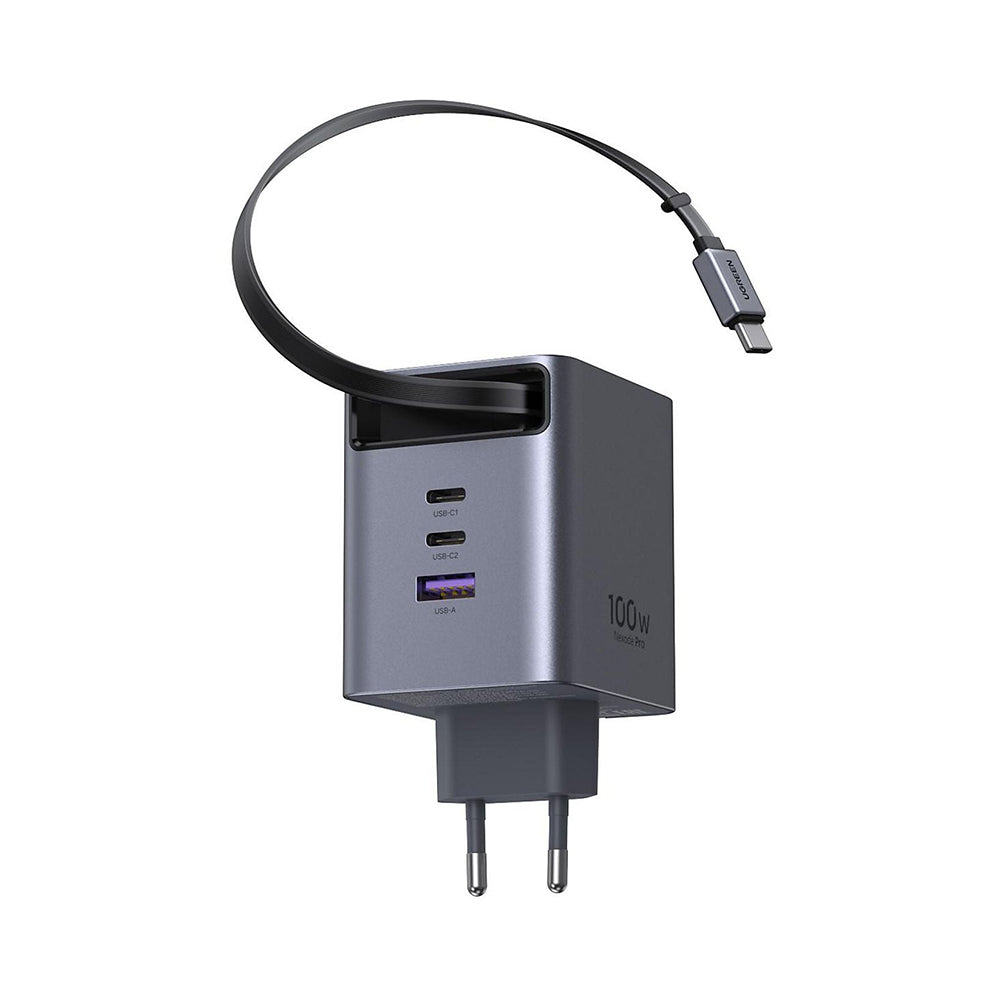 Incarcator Retea Cu Cablu USB-C UGREEN X616 (65828), 100W, 5A, 1 x USB-A - 3 x USB-C, Gri