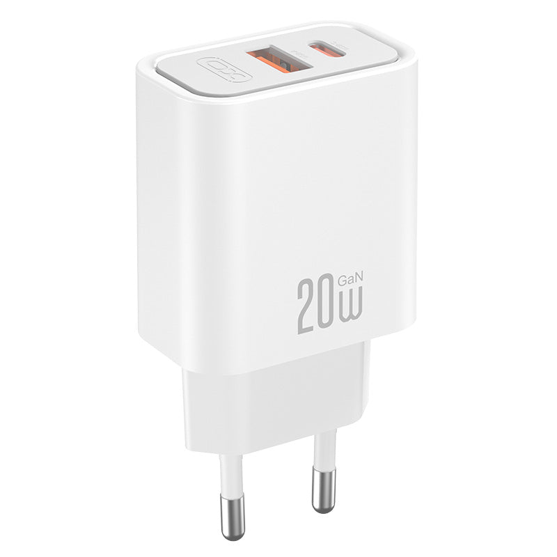 Incarcator Retea Cu Cablu USB-C XO Design CE40, 20W, 3A, 1 x USB-A - 1 x USB-C, Alb