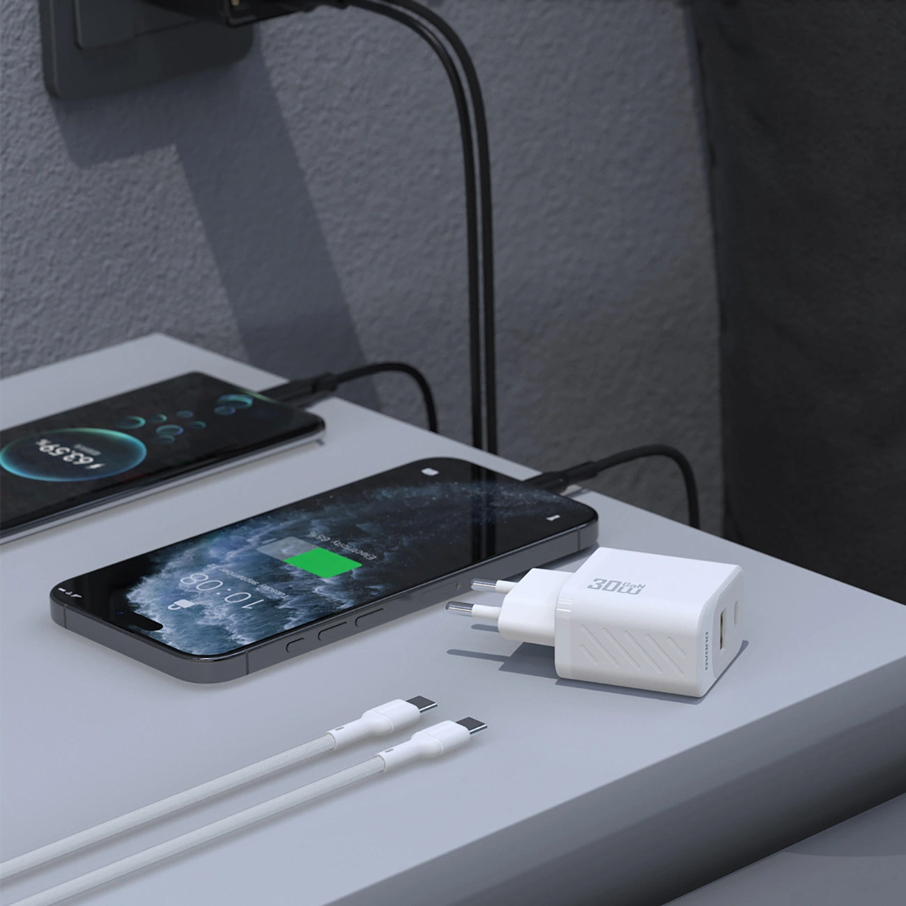 Incarcator Retea Cu Cablu USB-C Dudao A27TCEU, 30W, 1 x USB-A - 1 x USB-C, Negru