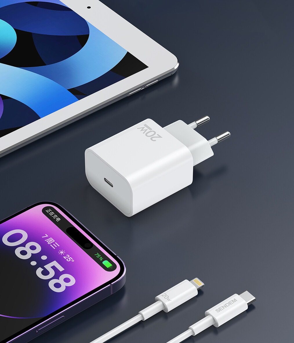 Incarcator Retea Cu Cablu USB-C Sendem OG73, 20W, 3A, 1 x USB-C, Alb