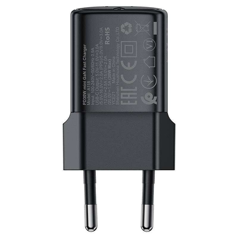 Incarcator Retea Cu Cablu USB-C Acefast A118, 30W, 3A, 1 x USB-C, Negru