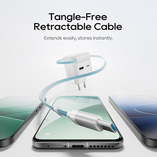 Incarcator Retea cu Cablu USB-C Cuktech, 67W, 3.25A, 1 x USB-A - 1 x USB-C, Alb CUKA653WEUWT