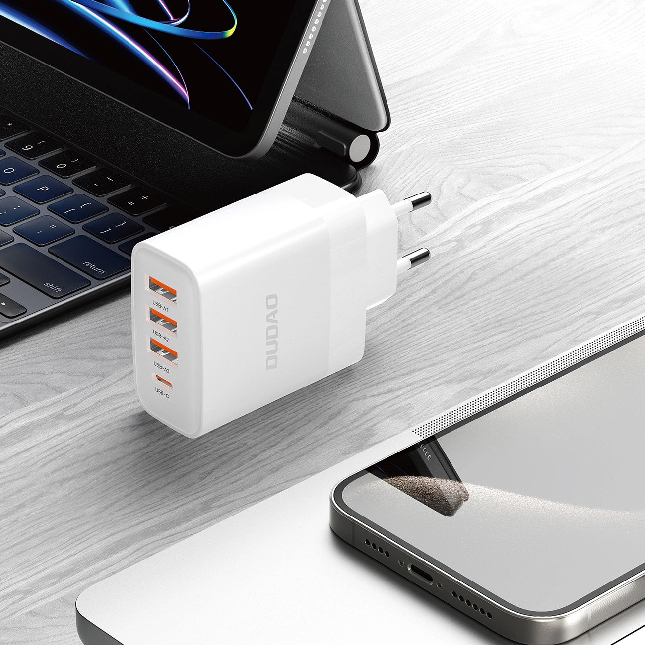 Incarcator Retea Dudao A5HEU, 20W, 3A, 1 x USB-C - 3 x USB-A, Alb