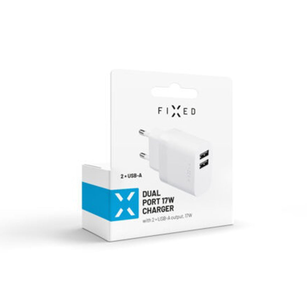 Incarcator Retea Fixed, 17W, 3A, 2 x USB-A, Alb